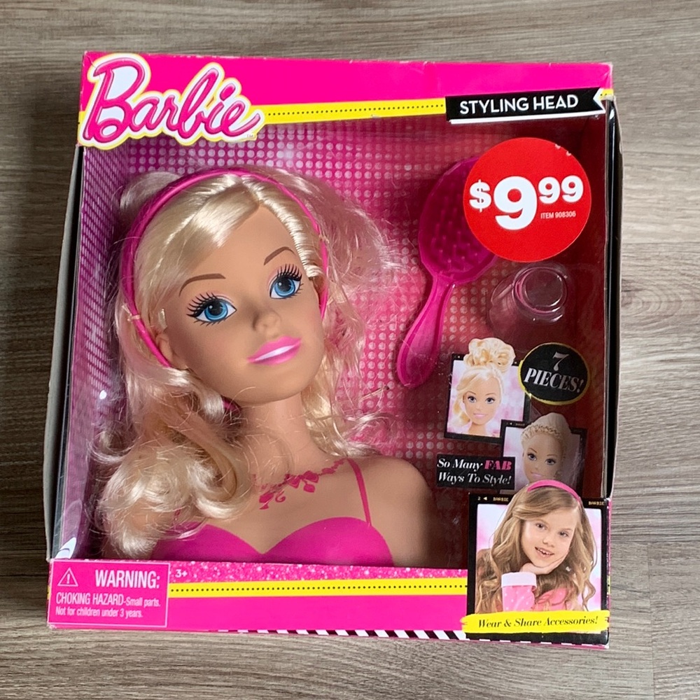Barbie Stying Doll Head Blond Hair Bust Mattel Just Play Vintage Toy